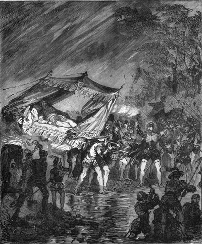Charles V:s flyg (1500-1558) till Inspruck i Tyskland (1552) av Unknown artist