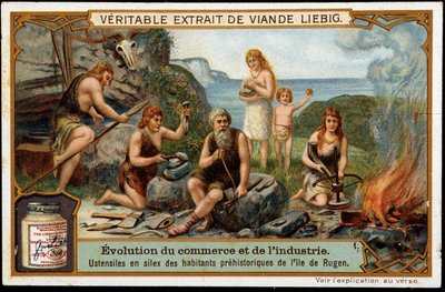 Flinta redskap av de förhistoriska invånarna på Rugen Island - Liebig reklametikett av Unknown artist