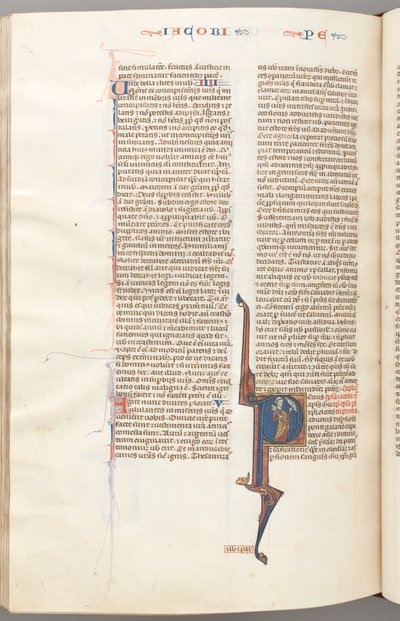 Fol. 477v, Petrus, historiserad initial P, Petrus med nyckel, samtalar med bysten av Gud ovanför av Unknown artist