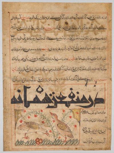 Folio från en persisk Manafi‘ al-Hayawan (Fördelarna med djur) från Abu Said Ubaid-Allah ibn Jibrail ibn Bakhtishu (död 1058–68) (verso) av Unknown artist