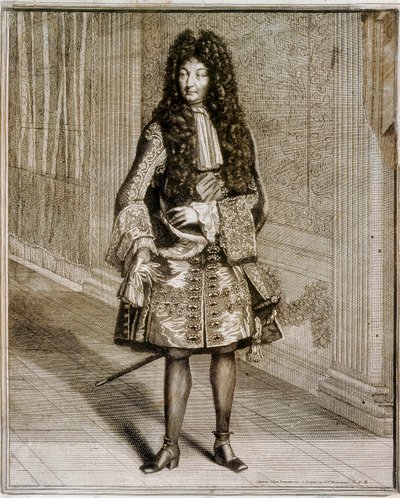 Fotporträtt av kung Ludvig XIV, känd som solkungen (1638-1715). 1700-talsgravyr. Nationalbiblioteket i Madrid. av Unknown artist