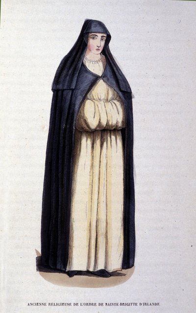 Tidigare nunna av St. Brigitte av Irlands orden. Gravyr från ett album på religiösa beställningar, Paris av Unknown artist