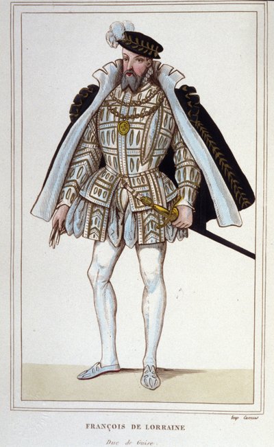 François de Lorraine (1519-1563). Hertig av Aumale, sedan 2:e hertig av Guise. fransk generallöjtnant. Gravyr från 1830. av Unknown artist