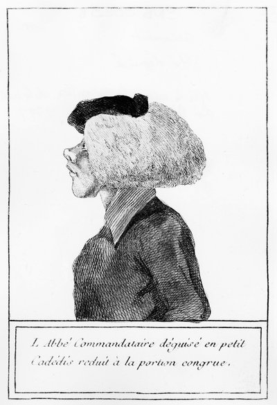 Franska revolutionen: efter tillhandahållandet av prästerskapets egendom till nationen, en representation av en förklädd abbot - gravyr av Unknown artist