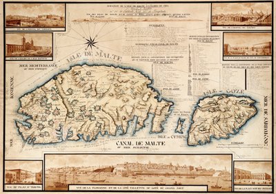 Franskt sjökort över Malta, ca 1798 (manuskript) av Unknown artist