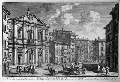 Från fransmännens kyrka St Louis (Saint Louis) (Chiesa di San Luigi della nazione francese) till Rom. Slutet av 1700-talet. av Unknown artist