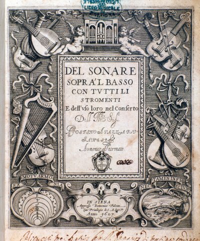 Frontispice of del sonare sopra il basso av Agostino Agazzari av Unknown artist