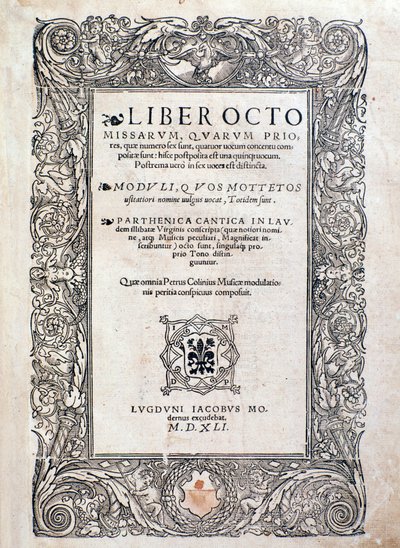 Frontispice från Liber octo Missarum (1541) av Unknown artist