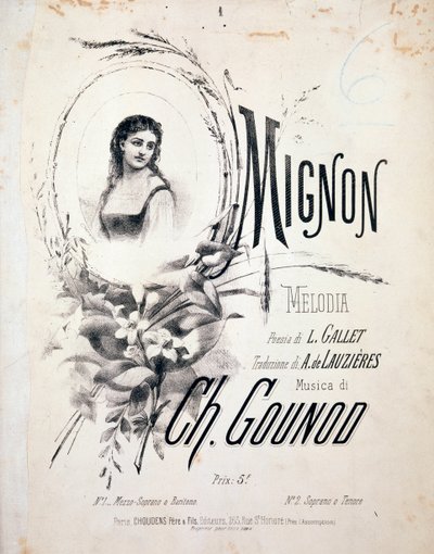 Frontispice of Mignon, melodi av Charles Gounod (1800-talet) av Unknown artist