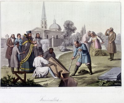 Begravning enligt den ortodoxa riten i Ryssland - i "Den gamla och moderna kostymen"" av Unknown artist