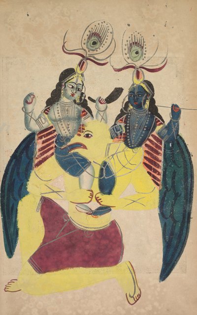 Garuda som bär Balarama och Krishna (verso) av Unknown artist