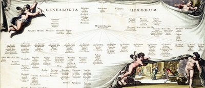 Genealogi av Herodes den store (73 f.Kr.-4 f.Kr.), kung av Judéen - i "Palestina" av Hadrian Relandi av Unknown artist