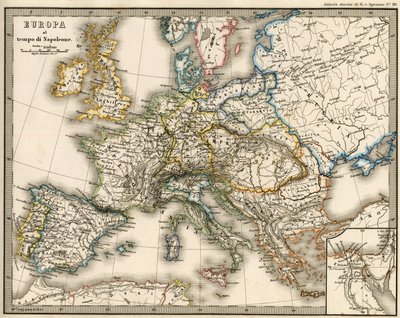 Geografisk karta över Europa vid Napoleon I:s tid. I "Atlante Storico Geografico" av K. von Sruner av Unknown artist