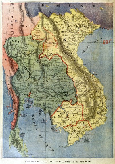 Geografisk karta över kungariket Siam - i "" Le petit journal"" av Unknown artist