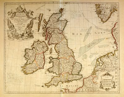 Geografisk karta som representerar England och Irland. Atlas av G. Delysle av Unknown artist