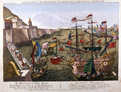 Gibraltars stora belägring 1779-1783 (spanska försök att återta Gibraltar när Spanien förklarade krig mot Storbritannien som en del av sin allians med Frankrike): den 11 oktober av Unknown artist