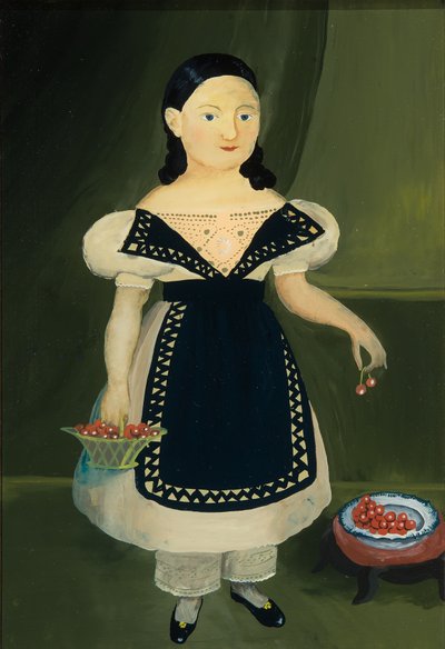Flicka med körsbär av Unknown artist