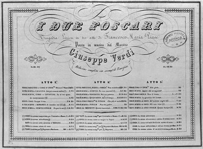 Giuseppe Verdi: noter för piano till operan "I Due Foscari". av Unknown artist