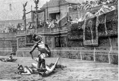 Gladiatorstrid under romartiden efter målningen av J L Gerome av Unknown artist