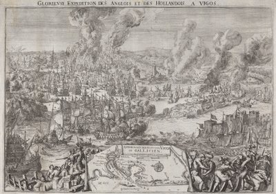 Glorious Expedition of the English and Dutch to Vigos (Amiral Rookes Victory off Vigo, 12 oktober 1702) av Unknown artist