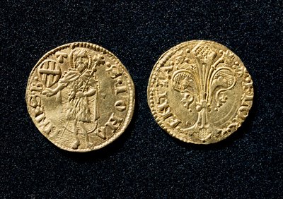Guld gulden. 1250-1300 Bargello National Museum Florens av Unknown artist