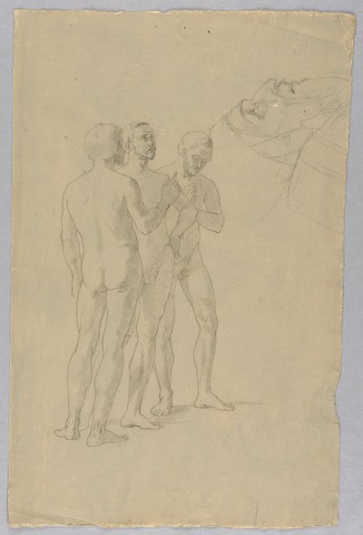Grupp av tre manliga nakenbilder av Unknown artist