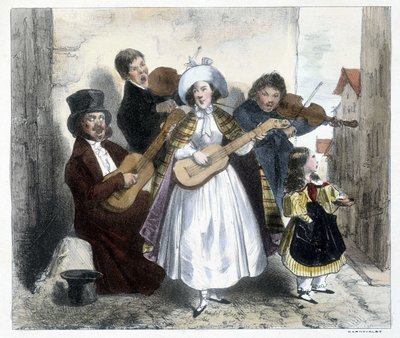 Grupp gatumusikanter, sent 1800-tal av Unknown artist