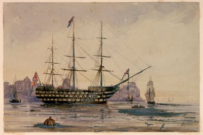 HMS Victory Portsmouths hamn den 24 oktober 1858 av Unknown artist