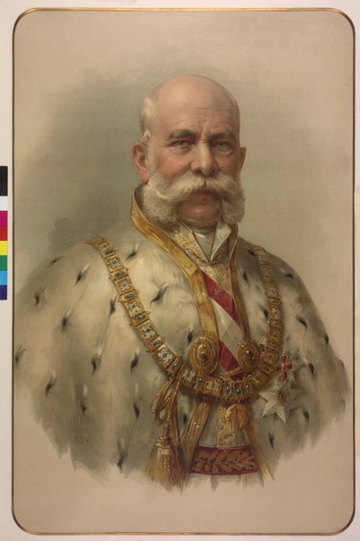 Kejsar Franz Joseph I i halvfigur i fleecemantel av Unknown artist