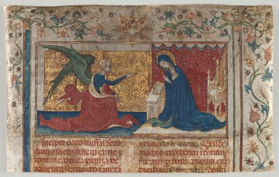 Half Leaf from a Missal: The Annunciation av Unknown artist