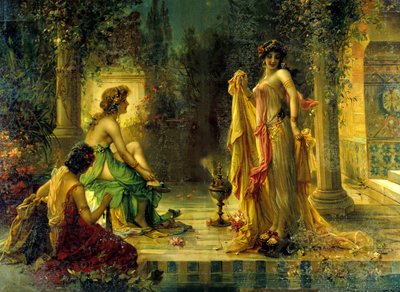 Haremsscen. 1800-talets kromolitografi. av Unknown artist