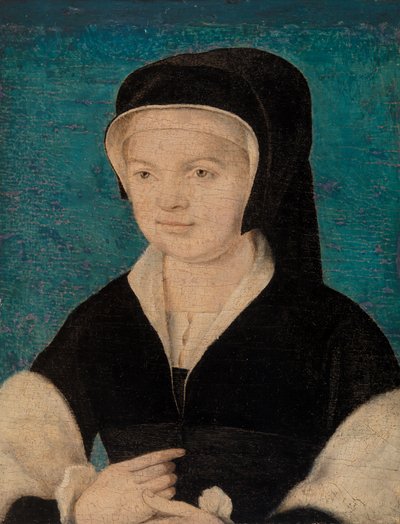 Chef för kvinna på blå bakgrund av Unknown artist