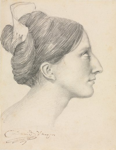 Chef för en kvinna i profil (George Sand) av Unknown artist
