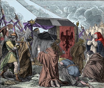 Henrik VII sörjd av sitt folk - Begravningen av Henrik VII av Luxemburg (ca 1275-1313), romarnas kejsare - av Unknown artist
