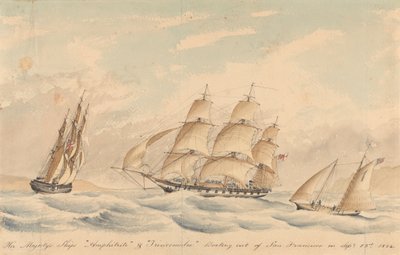 Hennes Majestäts fartyg "Amphitrite" och "Trincomalee" på väg ut från San Francisco den 23 september 1854 av Unknown artist