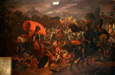 Hernan Cortes flyr den aztekiska huvudstaden av Unknown artist