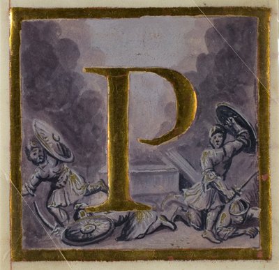 Historiserat initialt "P" med Resurrection från en körbok av Unknown artist