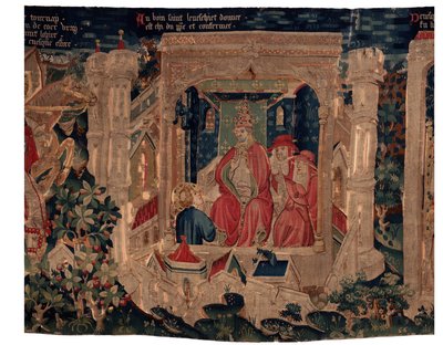 Historia om Saint Piat och Saint Eleuthère, scen 9 Saint-Éleuthère bekräftas som biskopen av Tournai (Au boin saint l