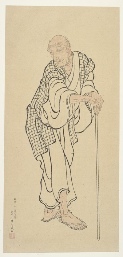 Hokusai som gammal man av Unknown artist