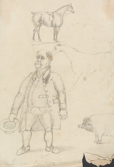 Häst, man och gris av Unknown artist