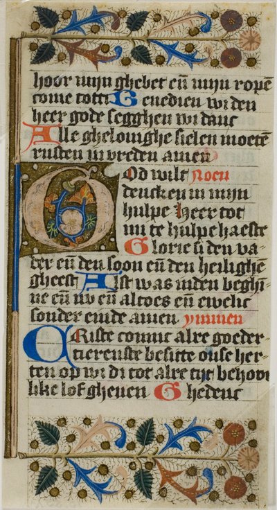 Illuminerat initialt "G" från en bönbok av Unknown artist