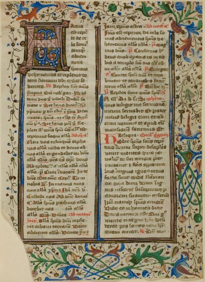 Illuminerat initialt "H" från en psaltare eller ett breviarium av Unknown artist