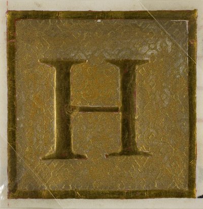 Illuminerat initialt "H" i blöjmönster från en körbok av Unknown artist