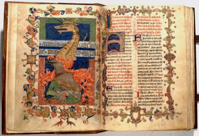 Belysningar från ff.8v och 9r av missalen känd som "Dragonen" av Unknown artist