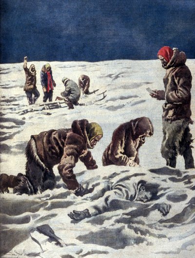 1930 hittade Dr. Horns norska vetenskapliga expedition kvarlevorna av den svenske upptäcktsresanden Solomon Andrée av Unknown artist
