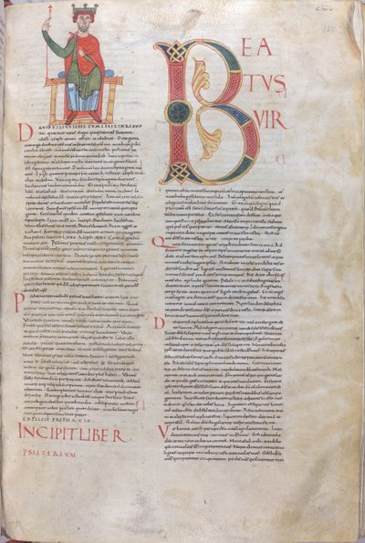 Incipit David, Beatus; Psalmernas incipit, 1000-talet (miniatyr, membranhandskrift) av Unknown artist