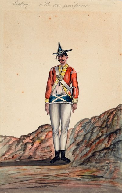 Indisk officer, Bengalarmén, 1805 ca av Unknown artist