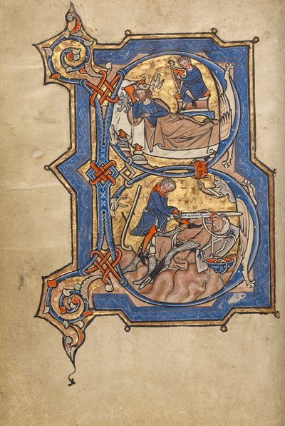 Inledande text B: David spelar harpa för Saul och David och Goliat av Unknown artist