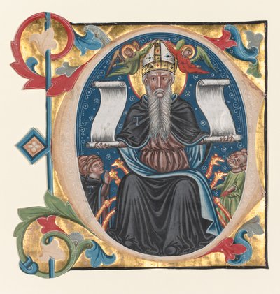 Initial C Urklippt från en korbok: St. Anthony med Antonite Friars av Unknown artist