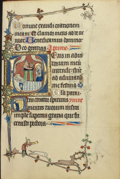 Initial D: Födelsekyrkan; Initial V: En munk i bön av Unknown artist